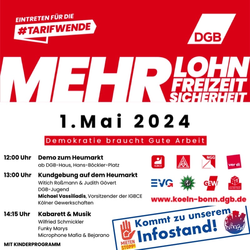 Einladungs-Bildchen zum Informationsstand der Initiative Recht auf Stadt anläßlich der DGB-Veranstaltung zum 1. Mai 2024