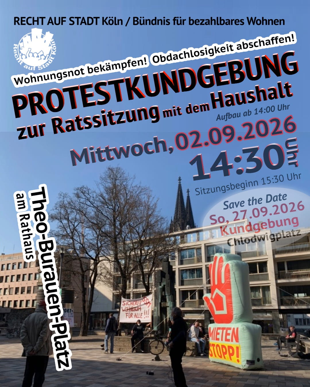 Protest-Mahnwache vor Ratssitzung am 2. September 2026 14:30 Uhr